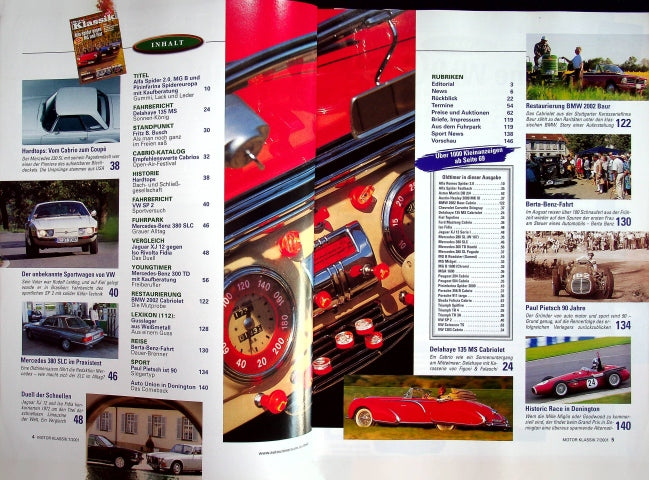 Inhaltsverzeichnis Motor Klassik 07/2001