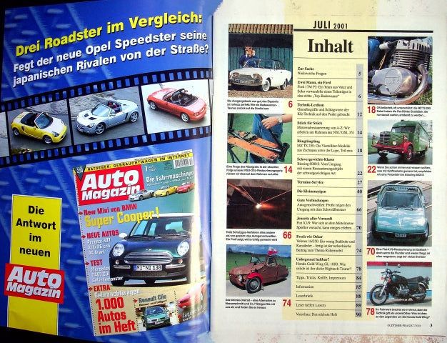Inhaltsverzeichnis Oldtimer Praxis 07/2001
