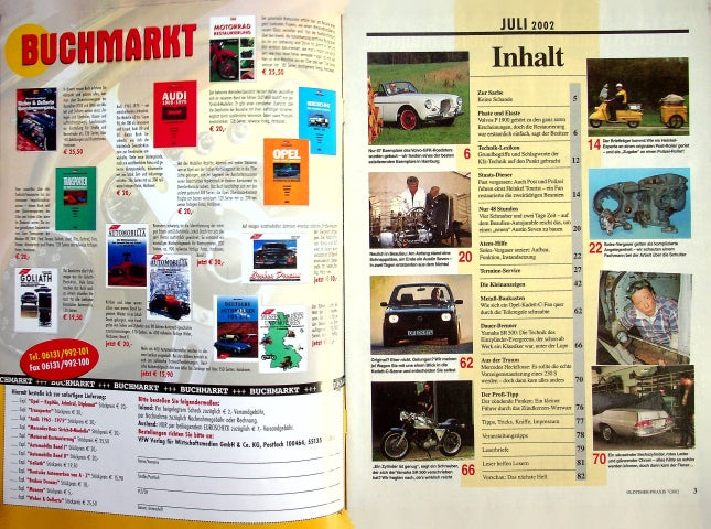 Inhaltsverzeichnis Oldtimer Praxis 07/2002