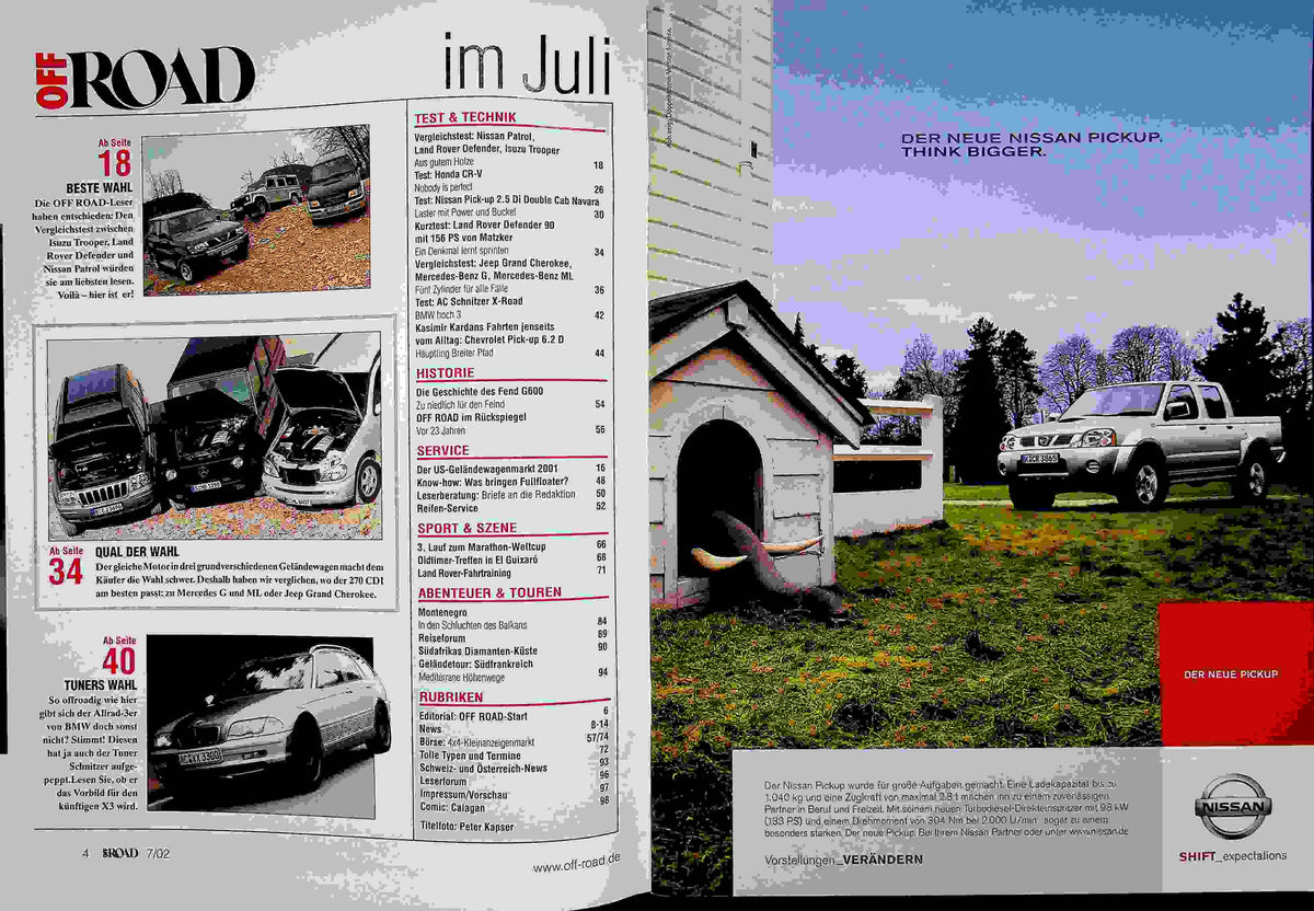 Inhaltsverzeichnis Offroad 07/2002