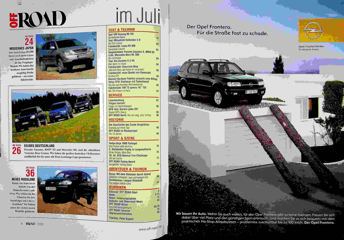 Inhaltsverzeichnis Offroad 07/2003