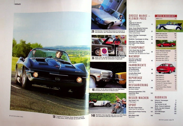 Inhaltsverzeichnis Motor Klassik 07/2003