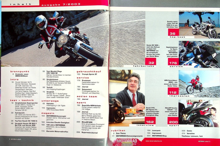 Inhaltsverzeichnis Motorrad 07/2003