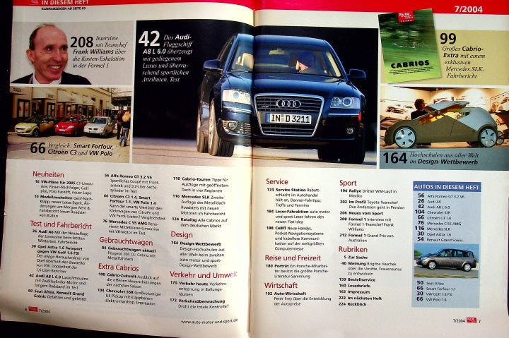 Inhaltsverzeichnis Auto Motor und Sport 07/2004