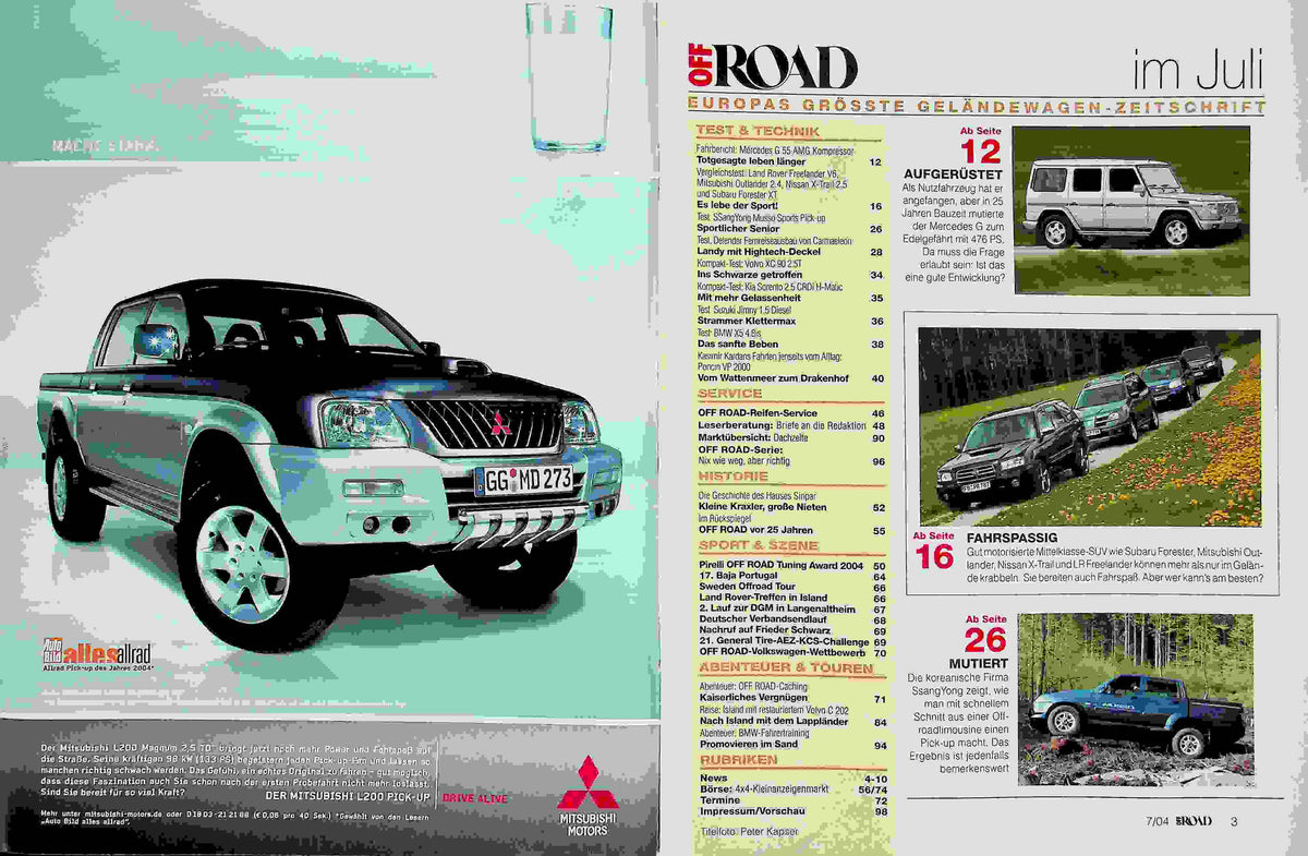 Inhaltsverzeichnis Offroad 07/2004