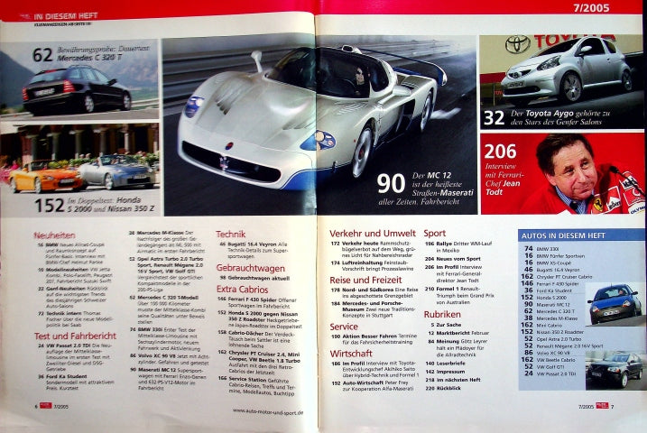 Inhaltsverzeichnis Auto Motor und Sport 07/2005