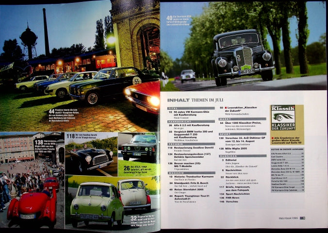 Inhaltsverzeichnis Motor Klassik 07/2005