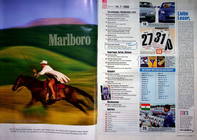 Inhaltsverzeichnis Auto Bild 07/2005