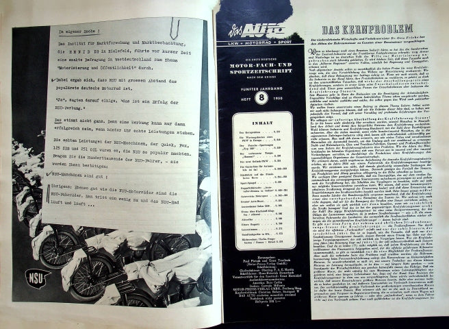 Inhaltsverzeichnis Auto Motor und Sport 08/1950