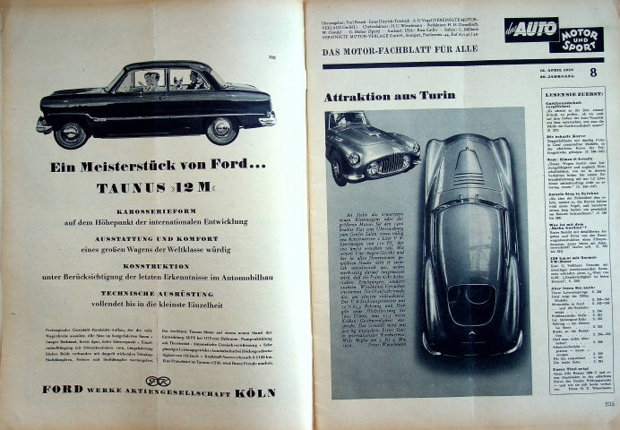 Inhaltsverzeichnis Auto Motor und Sport 08/1952