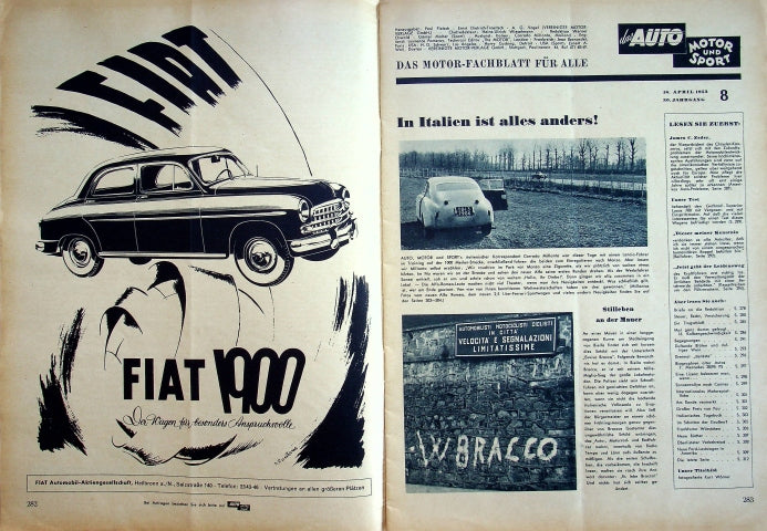 Inhaltsverzeichnis Auto Motor und Sport 08/1953