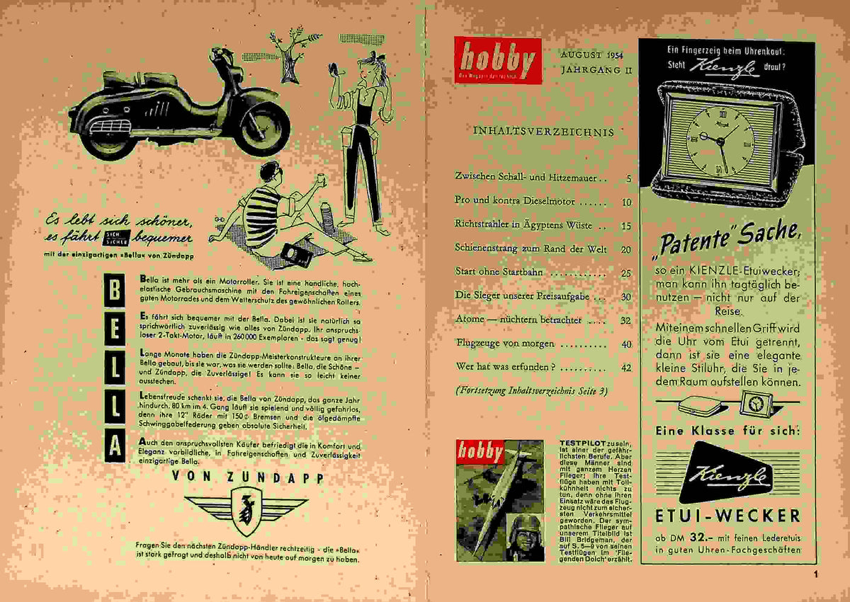 Inhaltsverzeichnis Hobby 08/1954