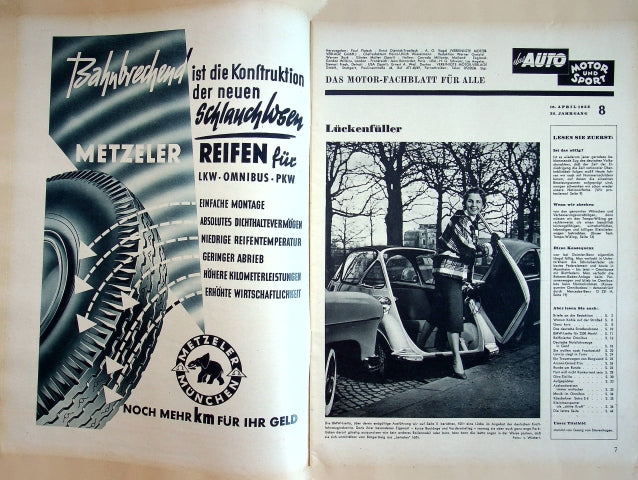 Inhaltsverzeichnis Auto Motor und Sport 08/1955