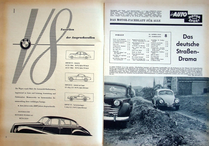 Inhaltsverzeichnis Auto Motor und Sport 08/1956