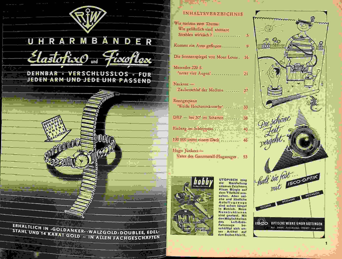 Inhaltsverzeichnis Hobby 08/1956