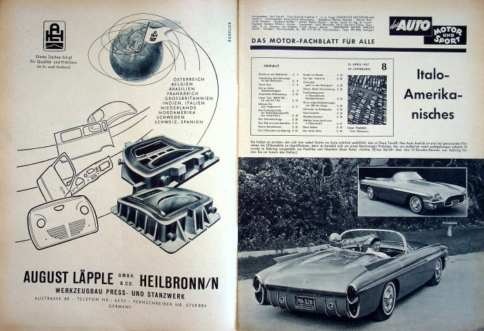 Inhaltsverzeichnis Auto Motor und Sport 08/1957