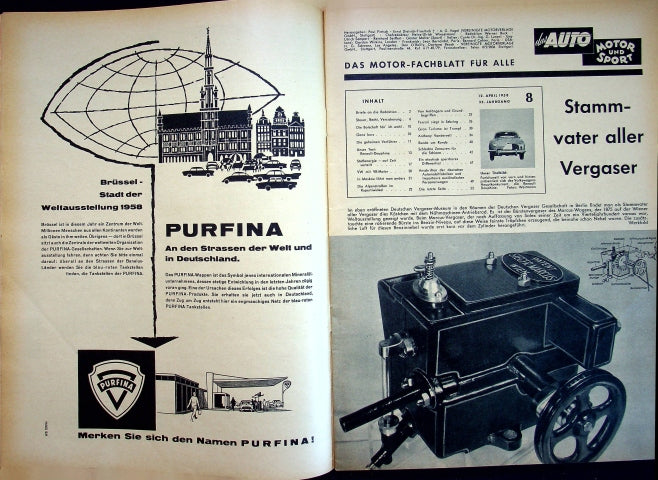 Inhaltsverzeichnis Auto Motor und Sport 08/1958