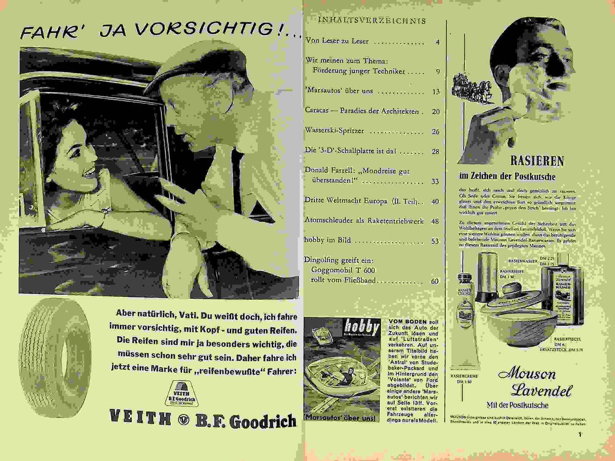 Inhaltsverzeichnis Hobby 08/1958