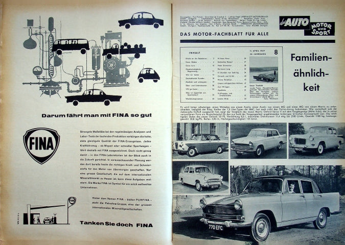 Inhaltsverzeichnis Auto Motor und Sport 08/1959