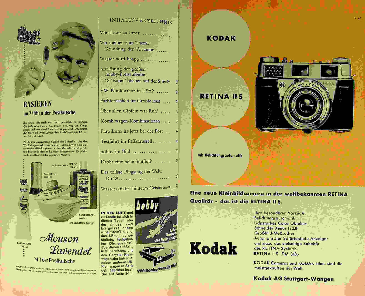 Inhaltsverzeichnis Hobby 08/1959