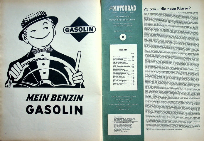 Inhaltsverzeichnis Motorrad 08/1960