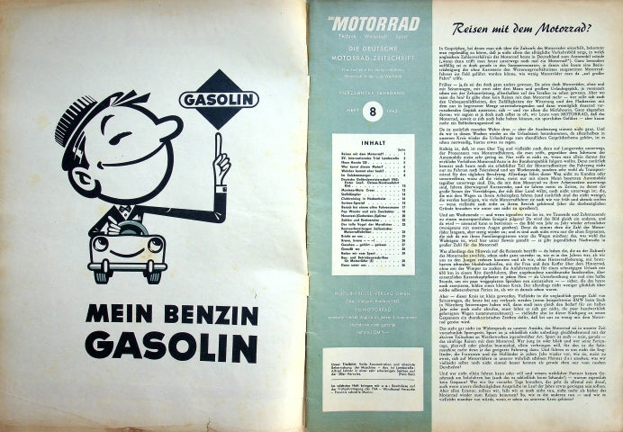 Inhaltsverzeichnis Motorrad 08/1962