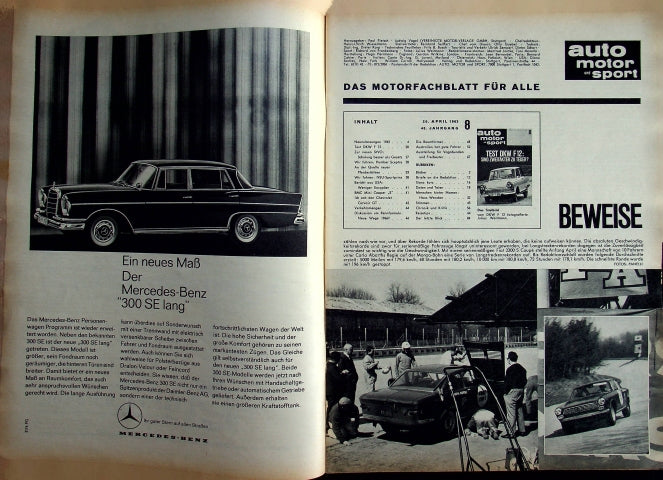 Inhaltsverzeichnis Auto Motor und Sport 08/1963