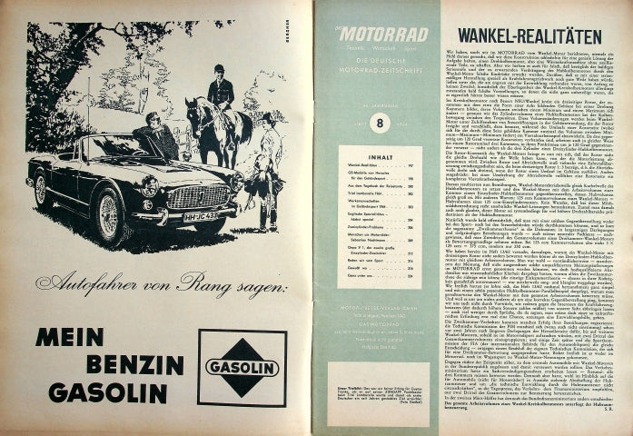 Inhaltsverzeichnis Motorrad 08/1964