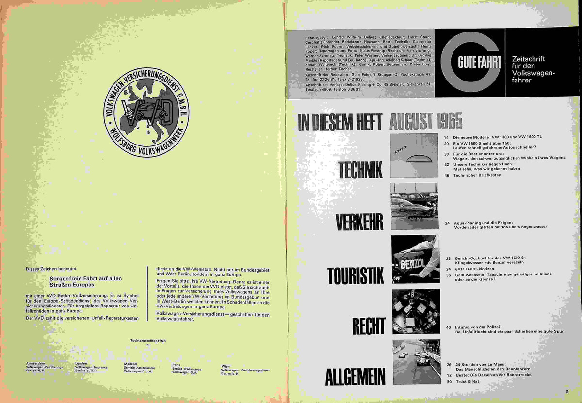 Inhaltsverzeichnis Gute Fahrt 08/1965