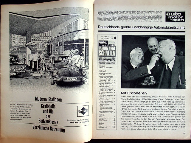 Inhaltsverzeichnis Auto Motor und Sport 08/1966