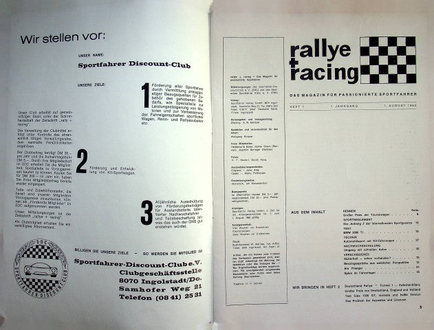 Inhaltsverzeichnis Rallye Racing 08/1966