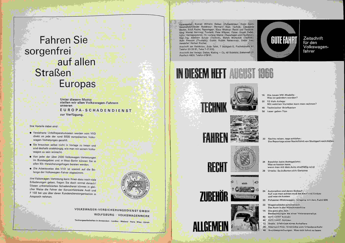 Inhaltsverzeichnis Gute Fahrt 08/1966