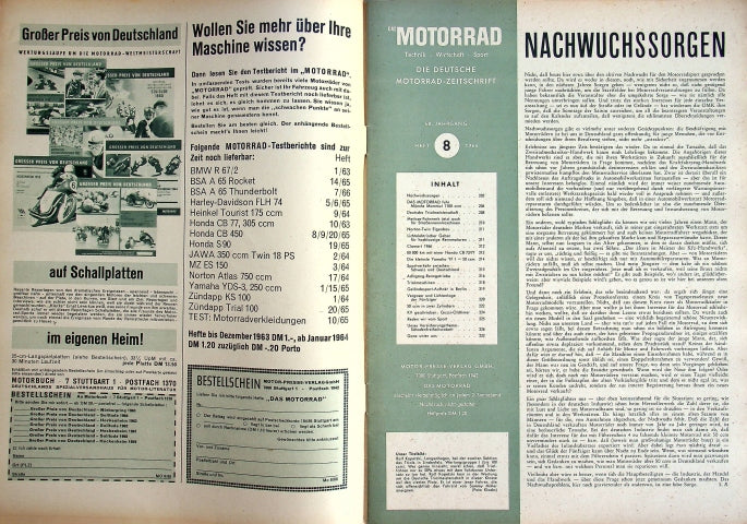 Inhaltsverzeichnis Motorrad 08/1966