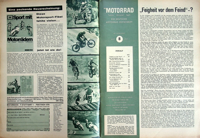 Inhaltsverzeichnis Motorrad 08/1967