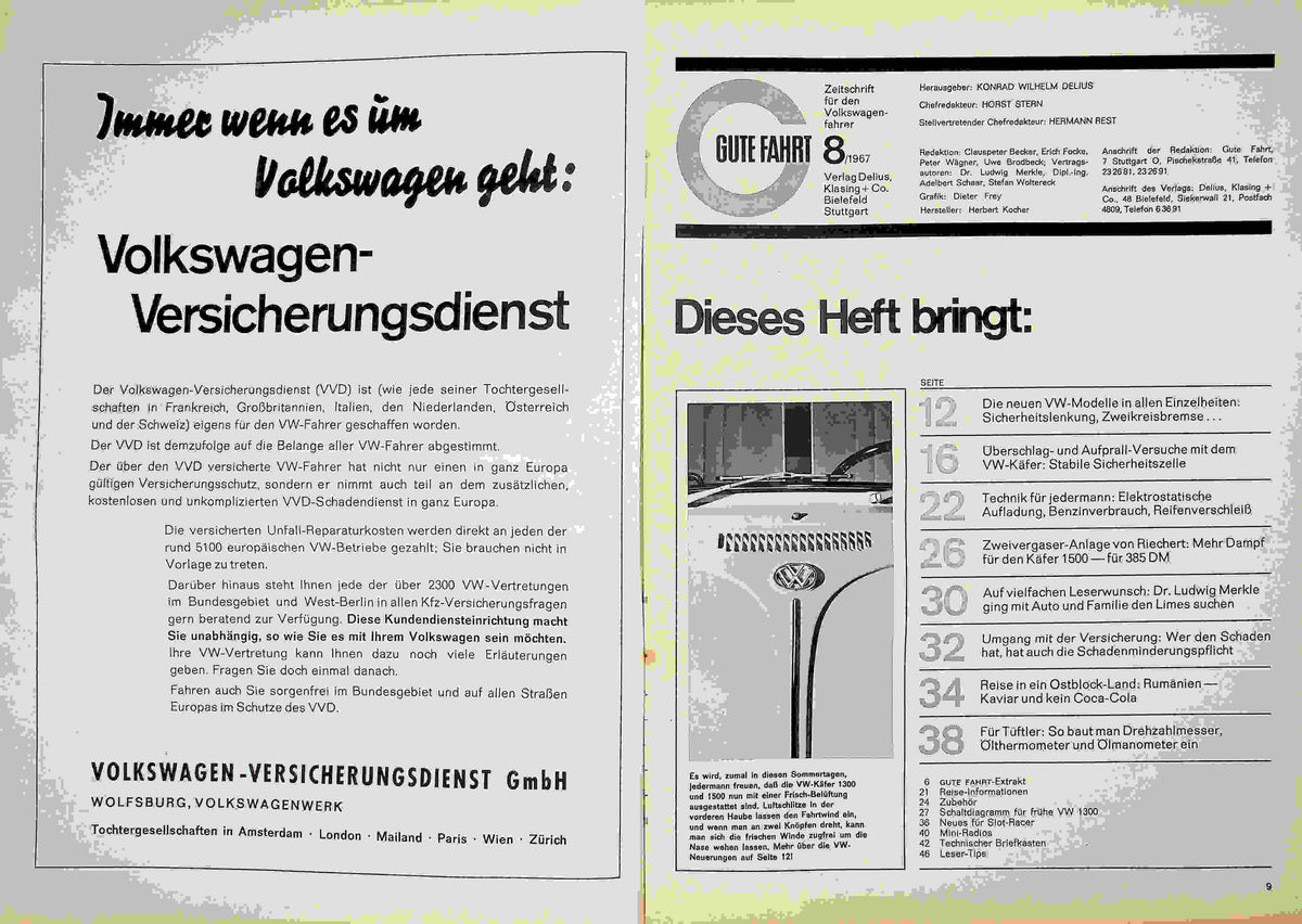 Inhaltsverzeichnis Gute Fahrt 08/1967
