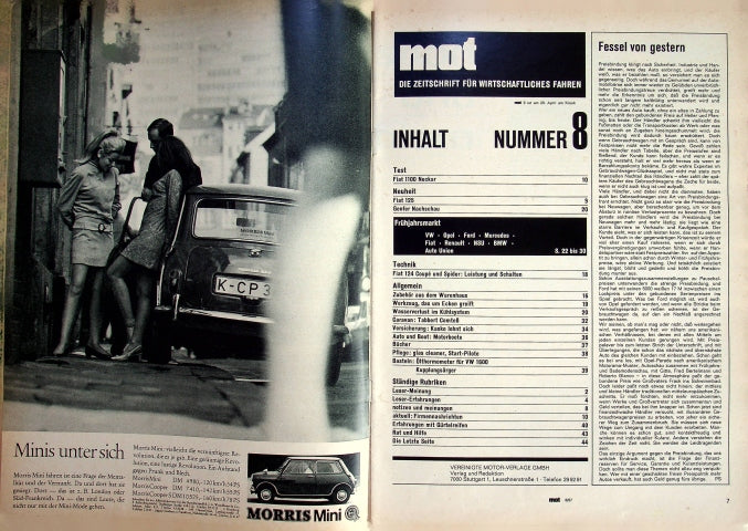 Inhaltsverzeichnis MOT 08/1967