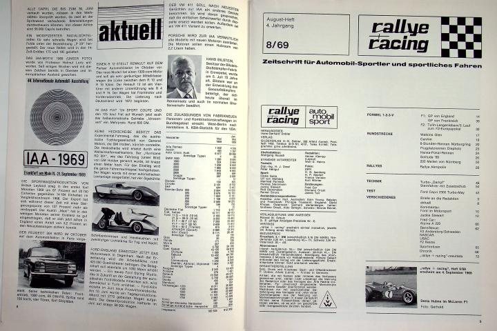 Inhaltsverzeichnis Rallye Racing 08/1969