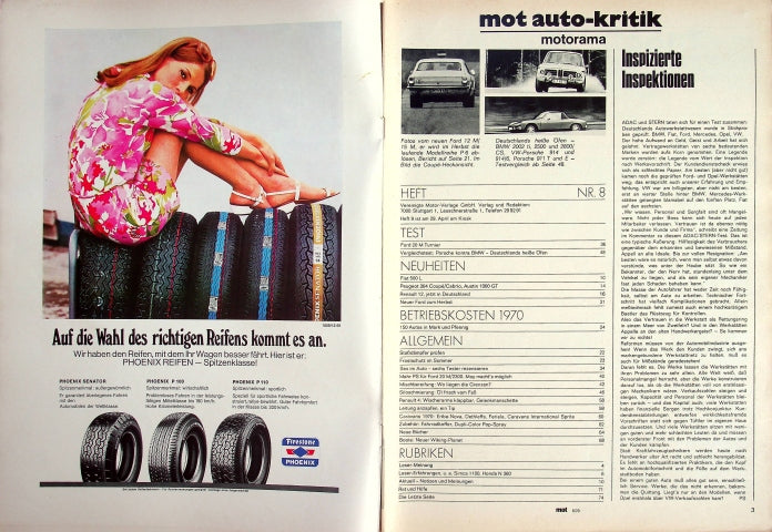 Inhaltsverzeichnis MOT 08/1970