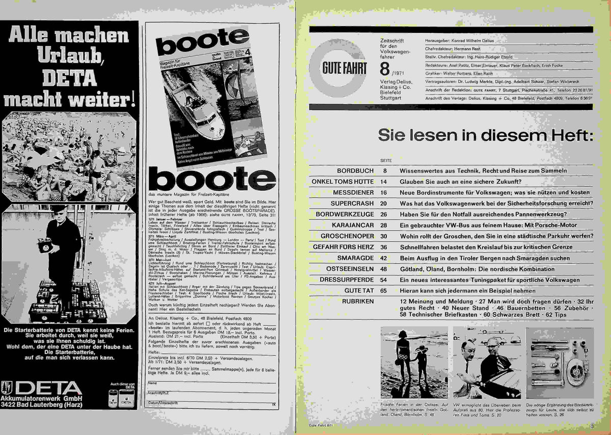 Inhaltsverzeichnis Gute Fahrt 08/1971
