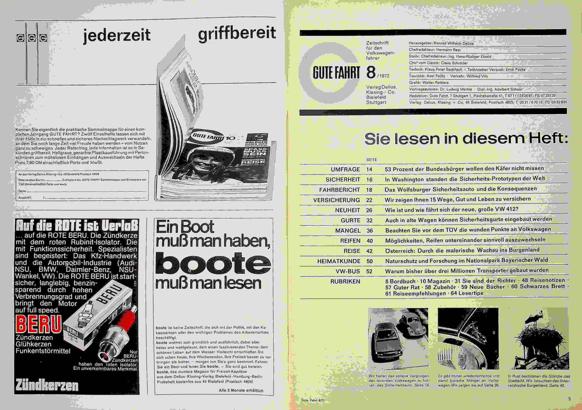 Inhaltsverzeichnis Gute Fahrt 08/1972