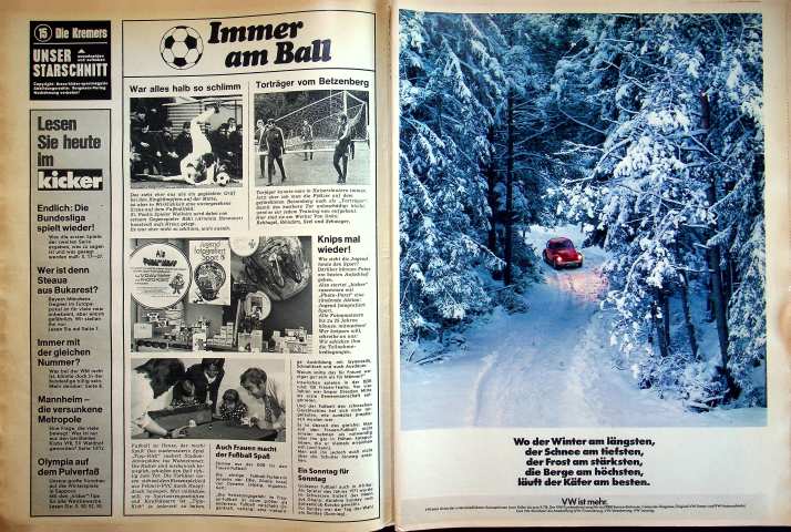 Inhaltsverzeichnis Kicker 08/1972