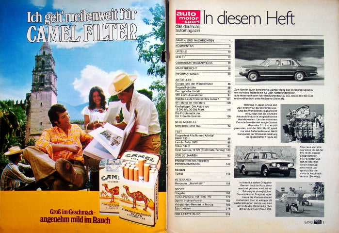 Inhaltsverzeichnis Auto Motor und Sport 08/1973