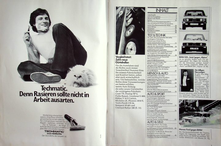 Inhaltsverzeichnis Autozeitung 08/1973