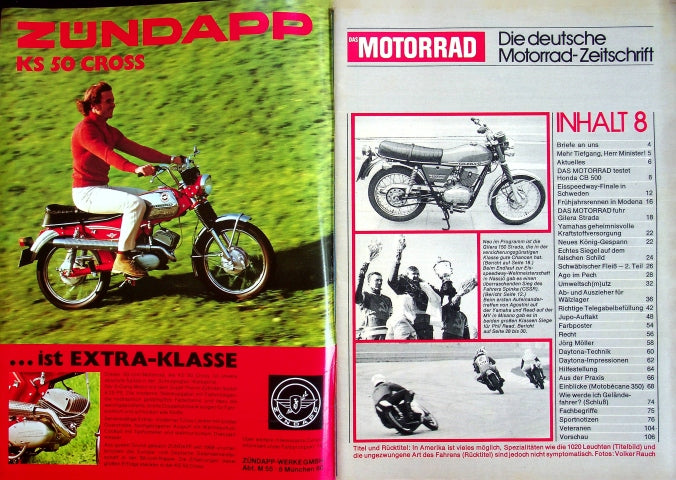 Inhaltsverzeichnis Motorrad 08/1974
