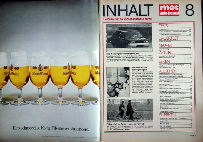 Inhaltsverzeichnis MOT 08/1974