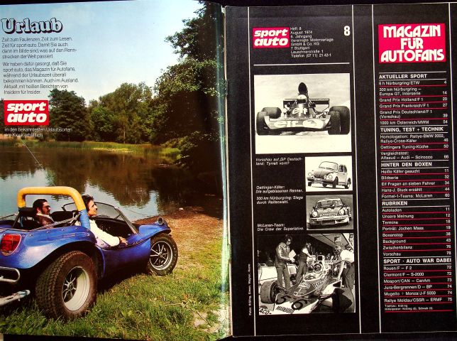 Inhaltsverzeichnis Sport Auto 08/1974