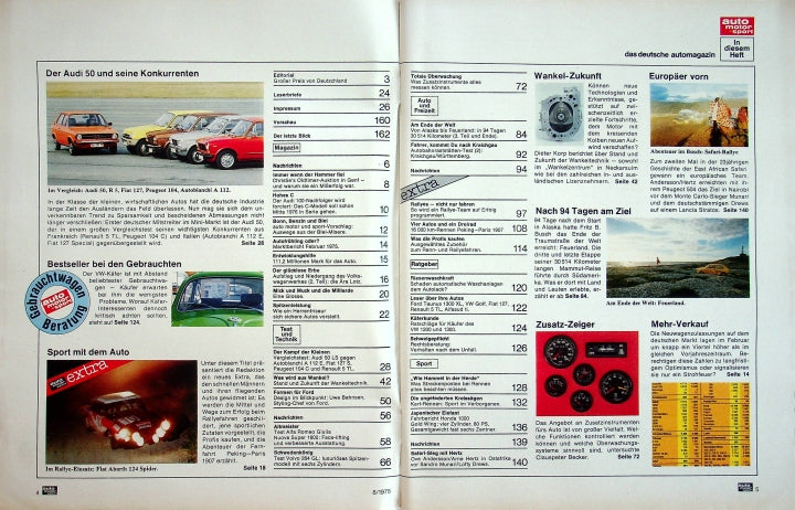Inhaltsverzeichnis Auto Motor und Sport 08/1975