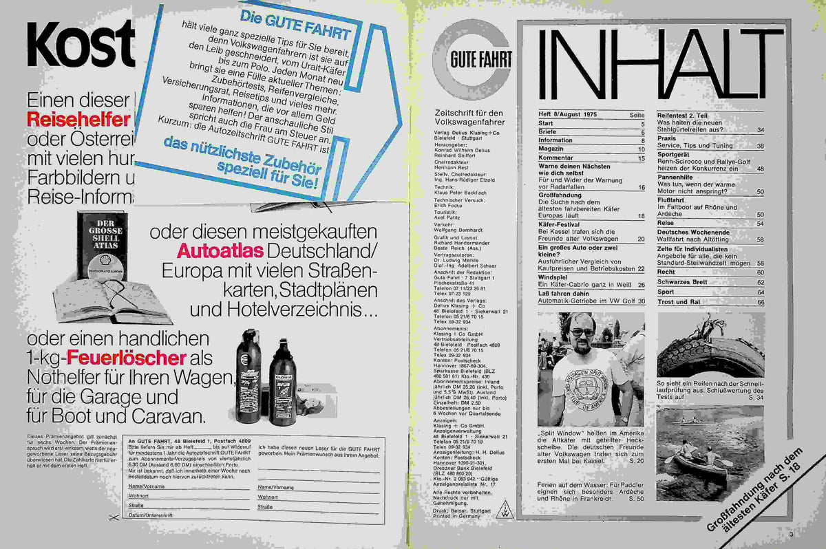Inhaltsverzeichnis Gute Fahrt 08/1975