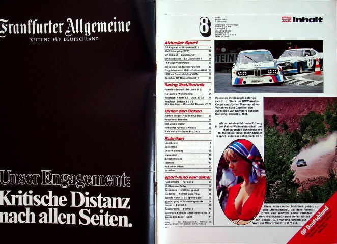 Inhaltsverzeichnis Sport Auto 08/1975