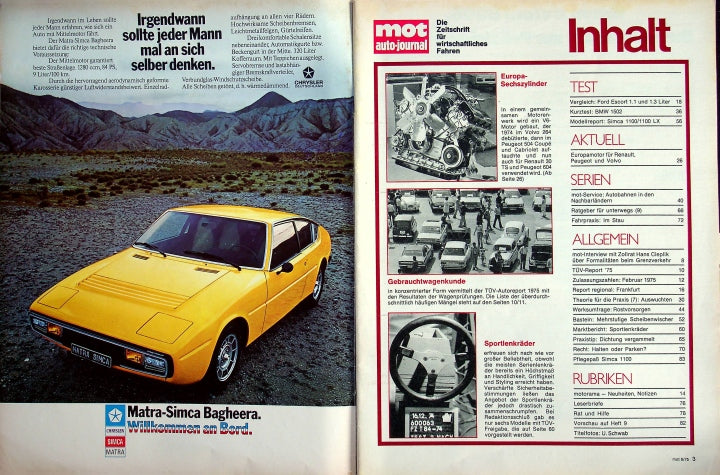 Inhaltsverzeichnis MOT 08/1975